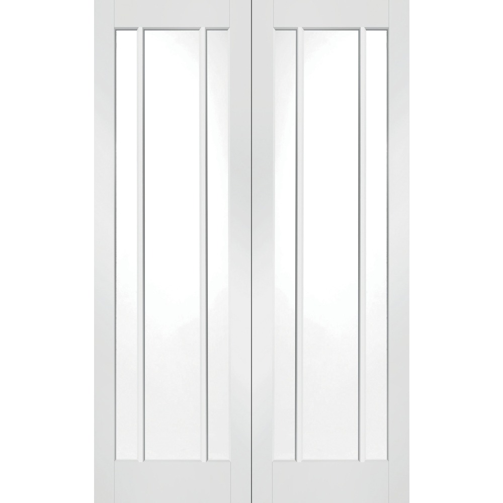 Internal Primed White Worcester Rebated Door Pair with Clear Glass